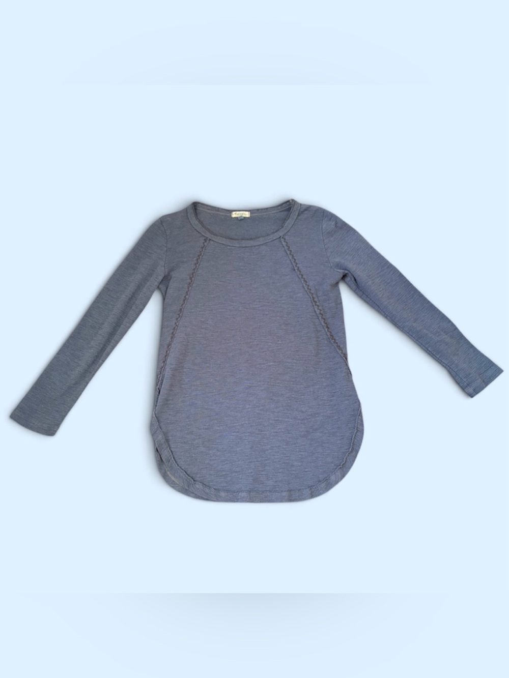 Mododoc Women’s Size XS Blue Topstitch Detail 3/4 Sleeve Top